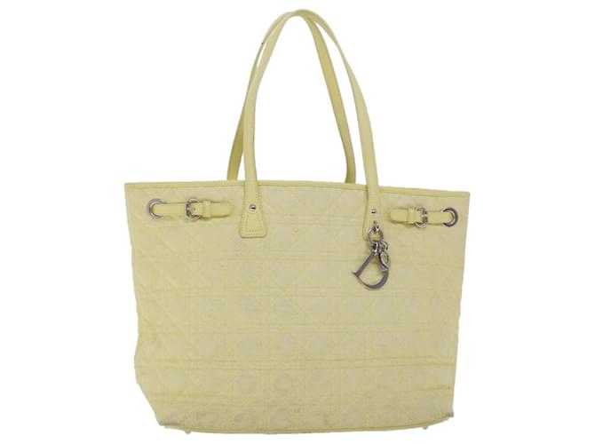 Christian Dior Lady Dior Canage Tote Bag Coated Canvas Giallo Auth bs5871 Tela  ref.956837