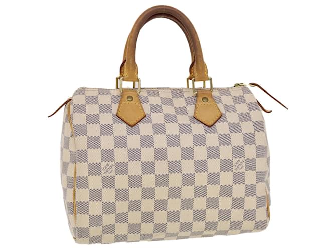 Louis Vuitton SPEEDY 25 Handbag White Damier Azur Canvas Bag