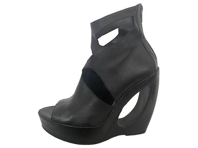 Stivali open toe Ann Demeulemeester Nero Pelle  ref.956916