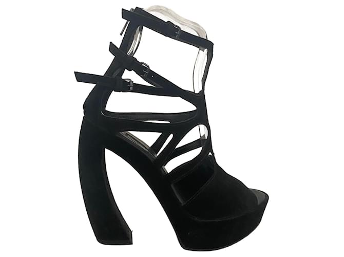 Ann Demeulemeester Wildledersandalen Schwarz Schweden  ref.956921