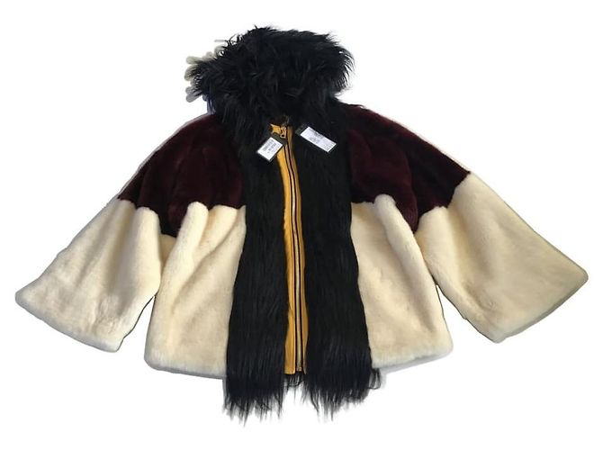 ***Dolce & Gabbana Fur Coat Black White