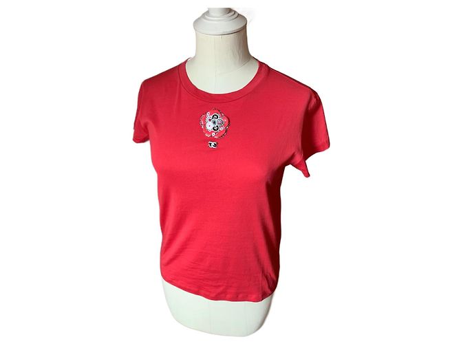 Camiseta Chanel Camellias de algodón rosa