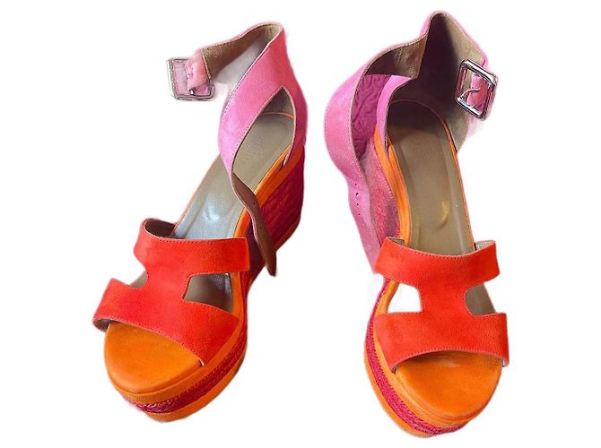 Hermès Espadrillas ilana in camoscio arancio solare Arancione