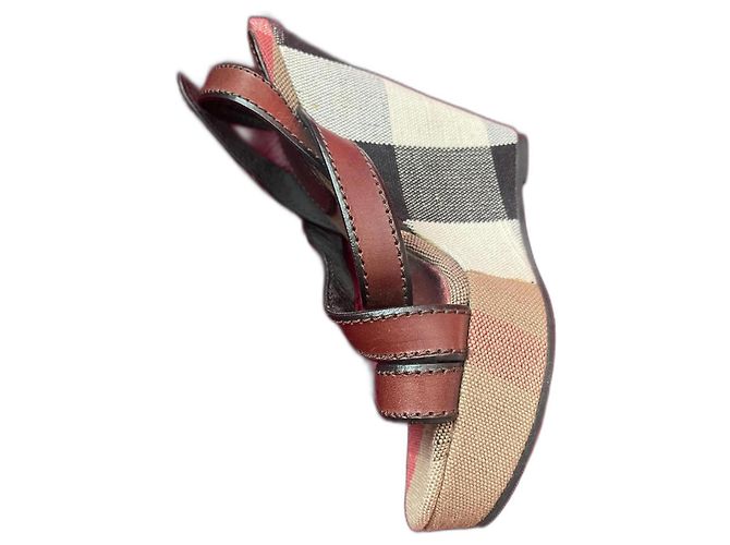 Mule con zeppa Burberry in pelle marrone