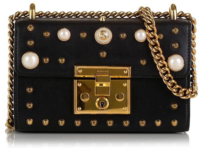 Gucci 100% Calf Leather Black Pearl Studded Padlock One Size - 20% off