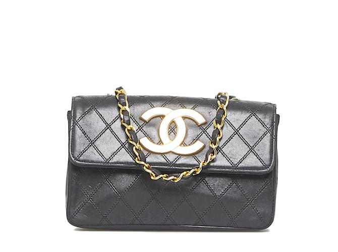 Chanel CC Quilted Leather Chain Flap Bag Black Pony-style calfskin  ref.957348 - Joli Closet