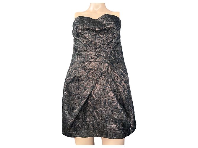 Karen Millen Minikleid Schwarz und Gold Polyester