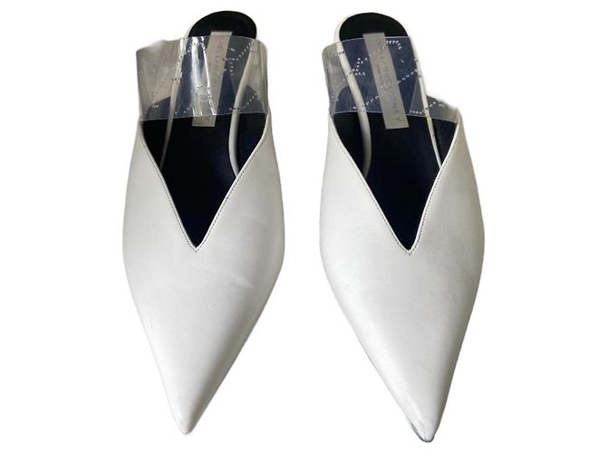 Stella Mc Cartney Stella McCartney White Leather Pointed Toe Mules
