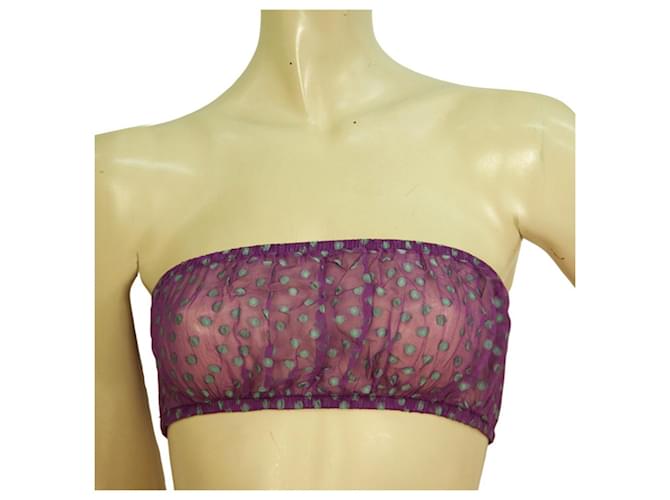 ETRO Sleeveless 100% Silk Cropped Top Sheer Bandeau size 42 Purple  ref.957441