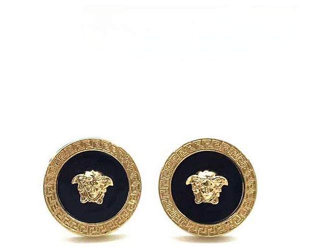 * VERSACE Gemelos Versace Men's Medusa Resin Gemelos Negro Gold hardware