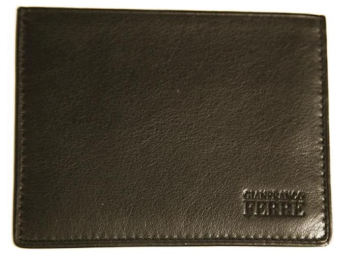 Gianfranco Ferré Gianfranco Ferre en cuir noir nouveau unisexe hommes porte-cartes porte-cartes portefeuille de poche  ref.957613