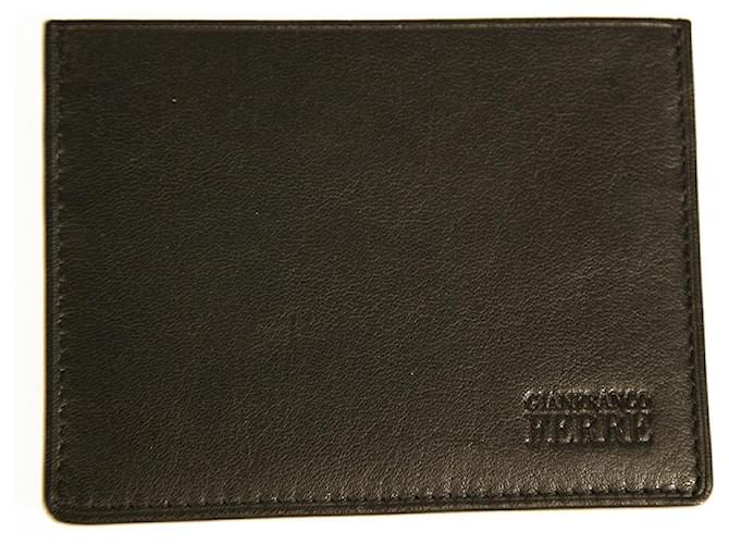 Gianfranco Ferré Gianfranco Ferre en cuir noir nouveau unisexe hommes porte-cartes porte-cartes portefeuille de poche  ref.957615