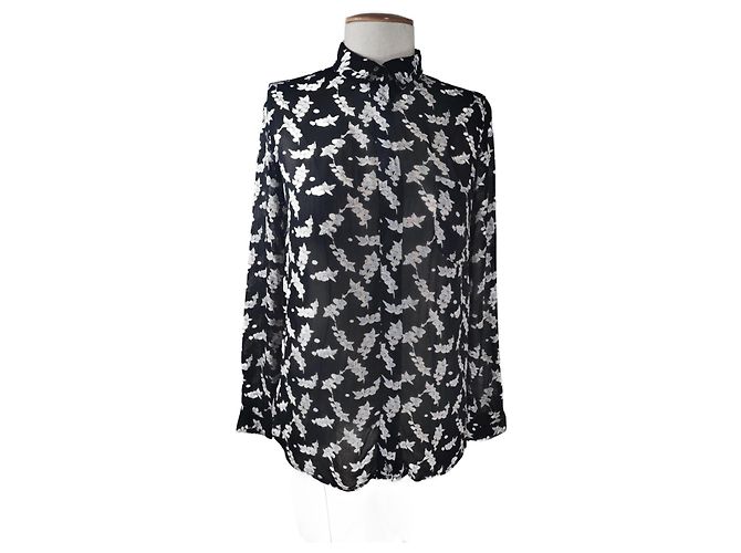 Ganni Top Camicia Seymour Georgette in Viscosa Multicolore
