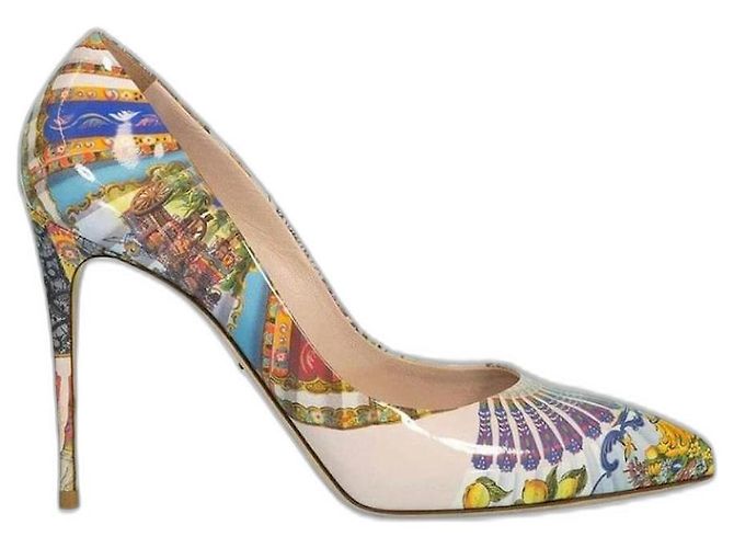 Dolce & Gabbana Sicily painted leather pumps 39
