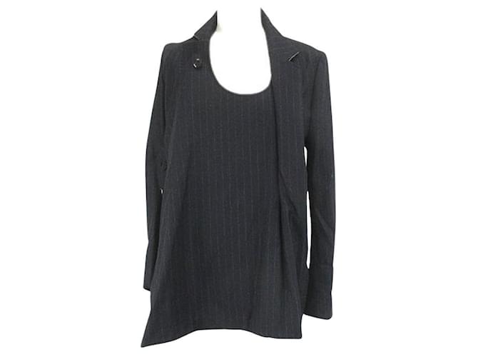 ***Yohji Yamamoto Asymmetrical Wool Jacket Black Grey Cotton  ref.957711