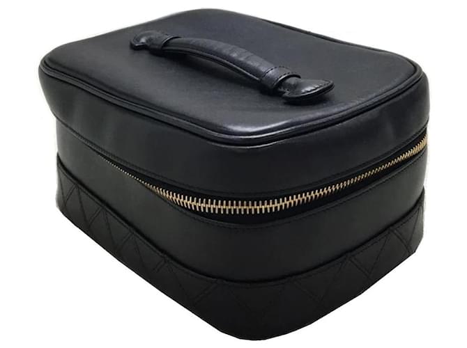 ***Chanel Vintage Vanity Bag Black Gold hardware Leather  ref.957719