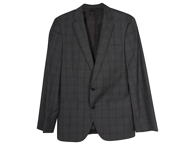 Conjunto de blazer xadrez e calça sob medida Boss by Hugo Boss em lã cinza  ref.957768