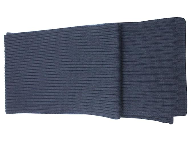 Dolce & Gabbana Rib Knit Scarf in Navy Blue Wool  ref.957774