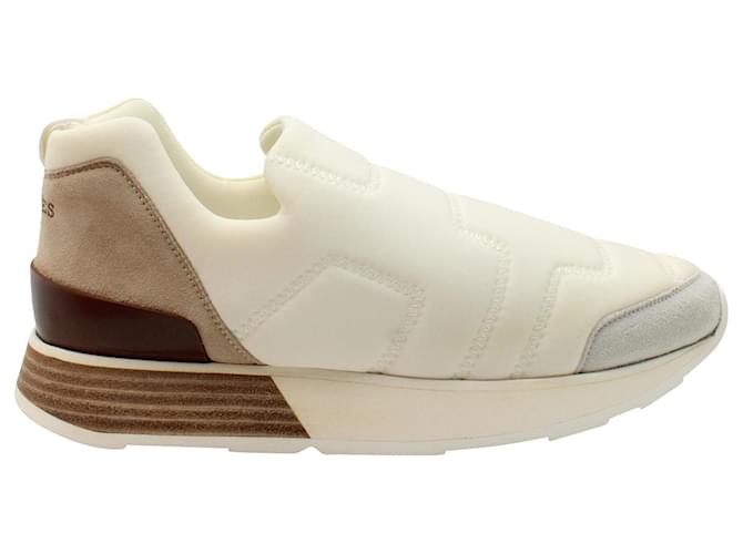 Hermès Hermes Low Top Sneaker in camoscio bianco sporco e poliammide Nylon  ref.957775