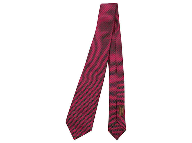 Hermès Cravatta Hermes H Bicolore in Seta Rossa e Blu  ref.957787