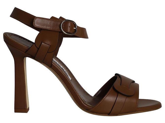 Manolo Blahnik Hydra Sandalen aus braunem Leder