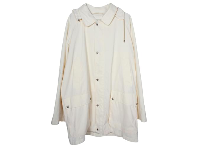 Burberry Hooded Parka in Cream Cotton White  ref.957794