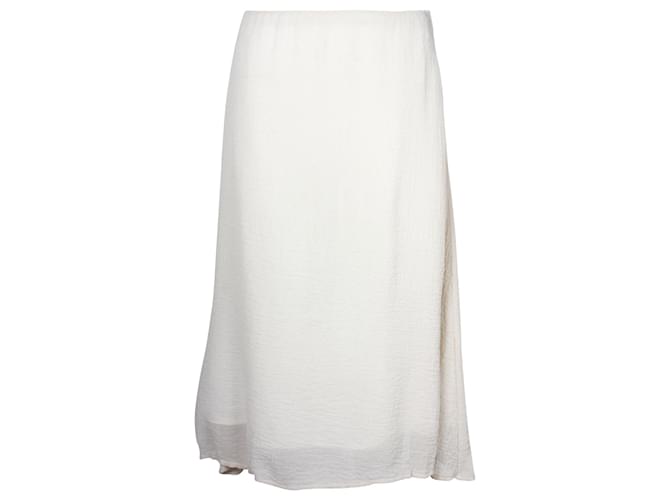 Mansur Gavriel Textured Midi Skirt in Cream Silk White  ref.957797