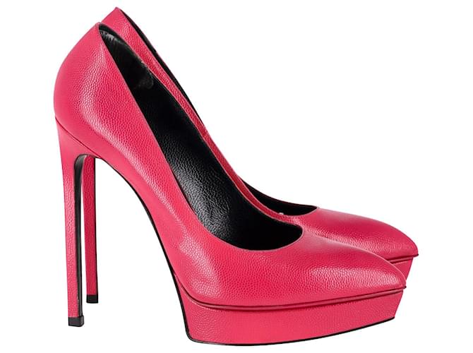 Saint Laurent Platform Pumps in Pink Leather  ref.957800
