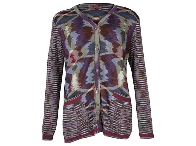 Missoni Mission Striped Button-Up Cardigan w/ Pockets in Multicolor Wool Multiple colors  ref.957802