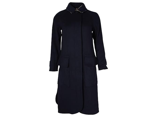 Burberry Car Coat in Navy Blue Cashmere Wool  ref.957815