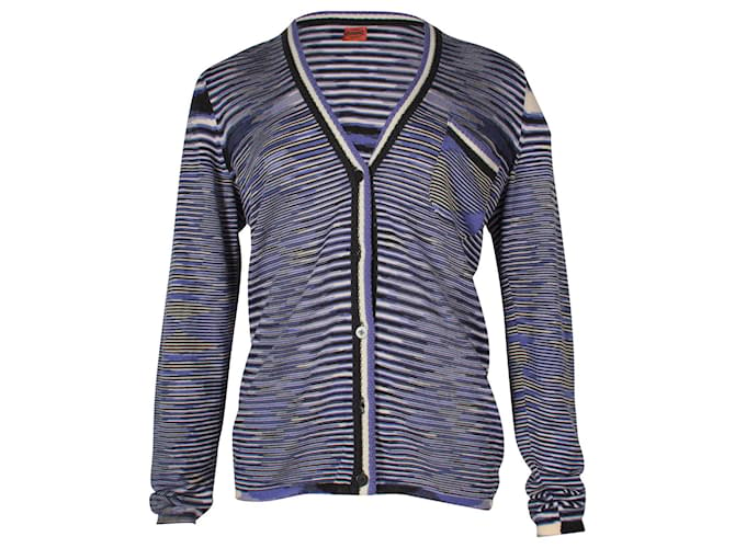 Missoni Mission Striped Button-Up Cardigan w/ Pocket in Multicolor Wool Multiple colors  ref.957825
