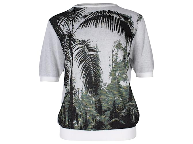 Dries Van Noten Palm Tree Print Top in White Cotton  ref.957826