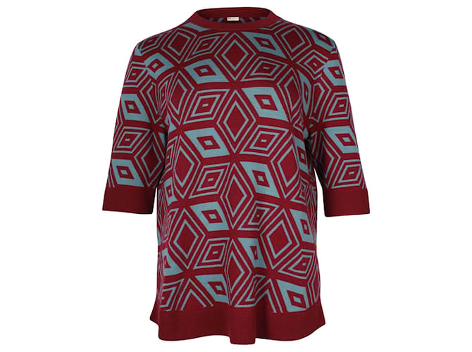Dries Van Noten Geometric Crew Neck Sweater in Multicolor Wool Multiple colors  ref.957834