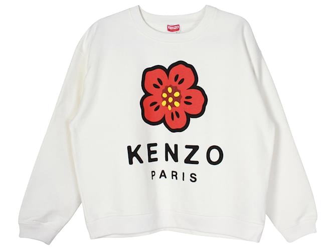 Kenzo Boke Blumenpullover aus weißer Baumwolle  ref.957845