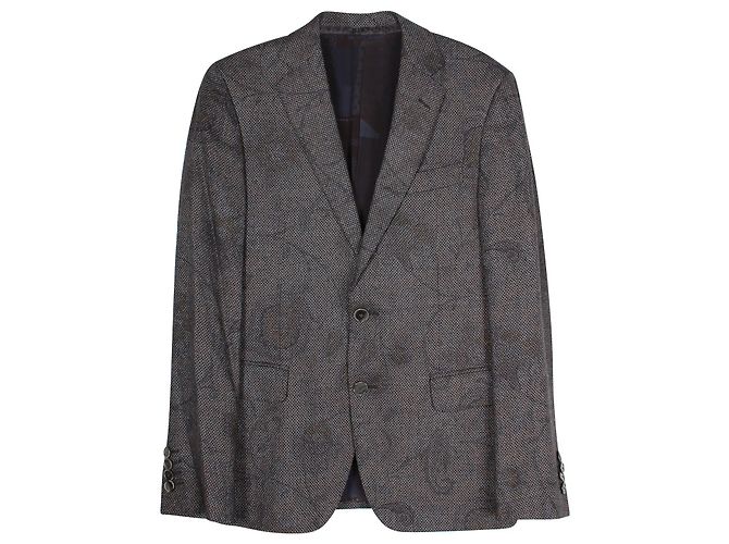Conjunto de blazer e calça Etro Floral Jacquard em mistura de seda e lã cinza