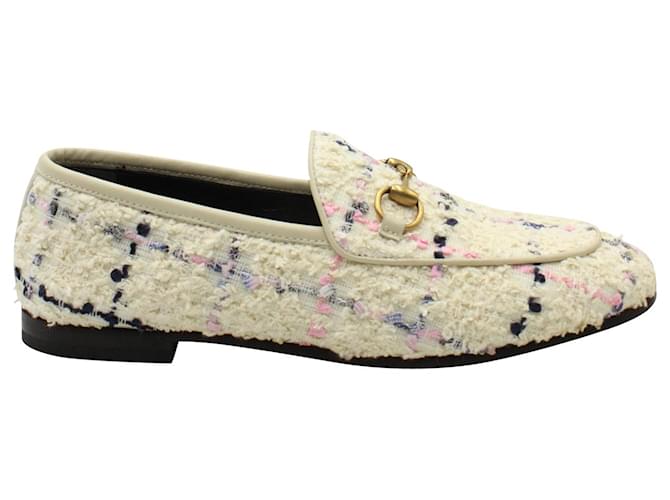 Gucci Horsebit Jordaan Loafers in Off-White Romantique Tweed  Cotton  ref.957869