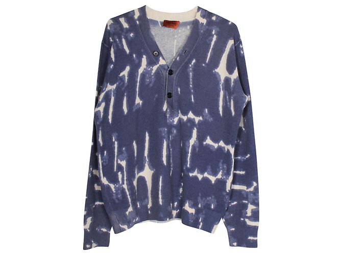 Missoni Strick-Sweatshirt mit Tie-Dye-Effekt aus blauem Kaschmir