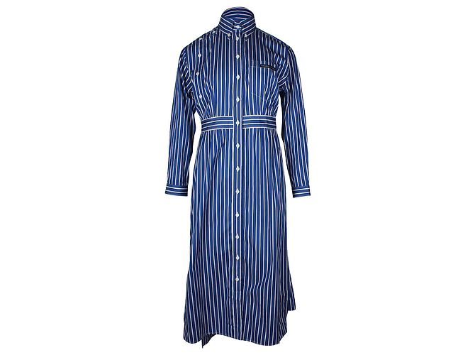 Vestido camisero de rayas Prada en algodón azul