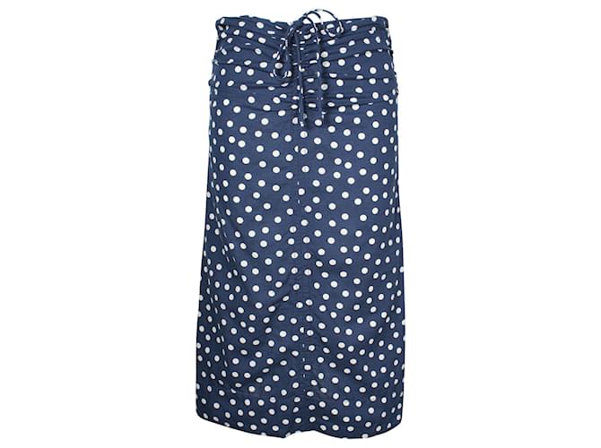 Apc a.P.C. Polka Dot Midi Skirt in Blue Cotton  ref.957888