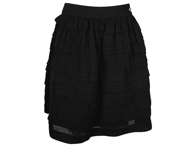 Minifalda de varios niveles de Chanel en algodón negro  ref.957907