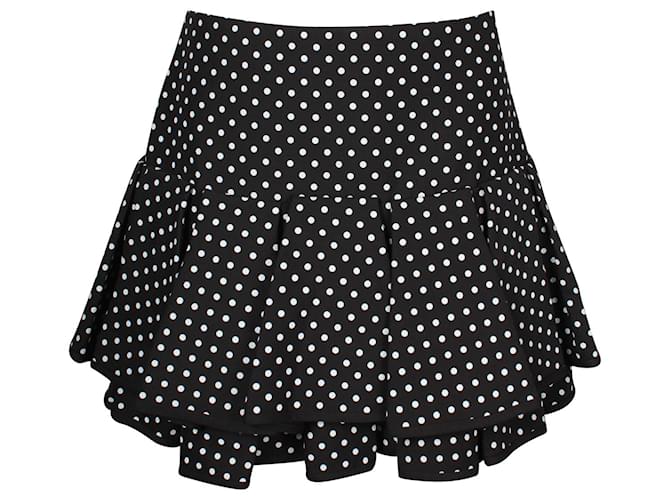 Valentino Garavani Tiered Polka-dot Mini Skirt in Black Wool  ref.957909