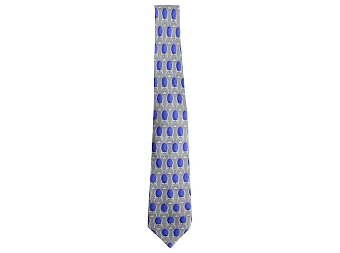 Lanvin Printed Tie in Grey Silk  ref.957911