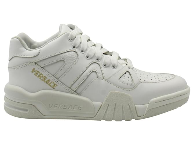 Versace Ophion Paneled Sneakers in White Leather  ref.957914