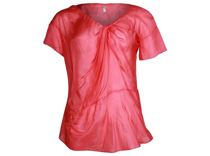 Chloé Top Drapeado Chloe en Seda Roja