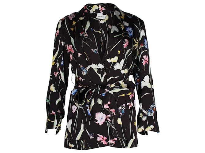 Jason Wu Floral Print Blazer in Black Viscose Cellulose fibre  ref.957922