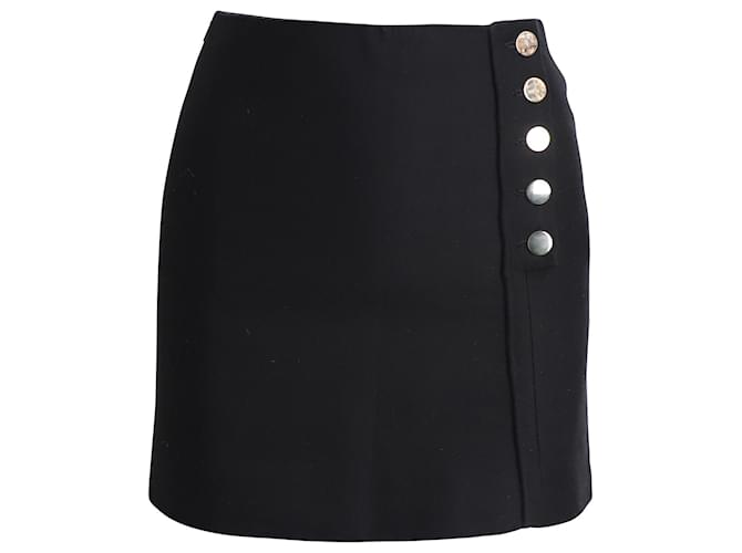 Ba&Sh Side Button Mini Pencil Skirt in Black Polyester  ref.957926