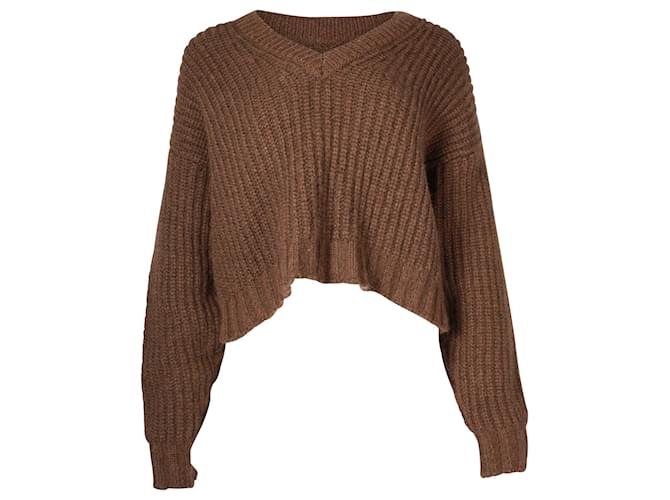 Maglione corto lavorato a maglia Anine Bing in lana di alpaca marrone  ref.957937