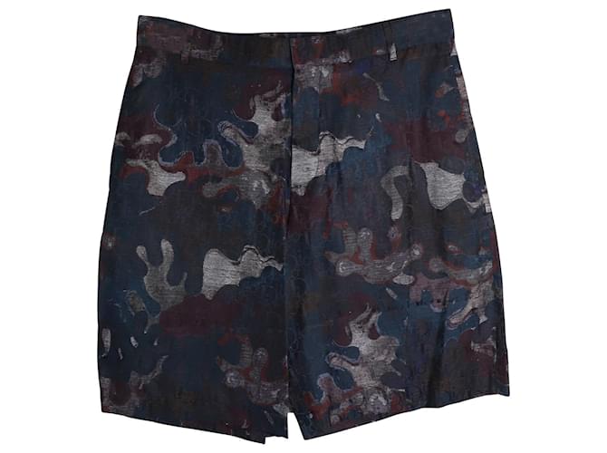 Dior x Peter Doig Oblique Camo Shorts aus mehrfarbiger Seide Mehrfarben  ref.957952