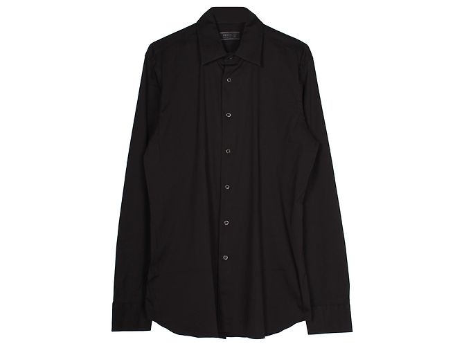 Camicia a maniche lunghe classica con bottoni Prada in cotone nero