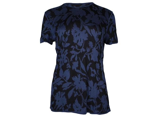 Giorgio Armani Camiseta floral en viscosa azul marino de Armani Fibra de celulosa  ref.957964